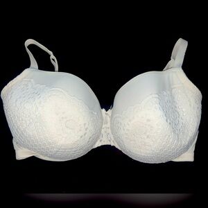 Cacique White Smooth Balconette Bra with Lace Embellishments – Size 38H
